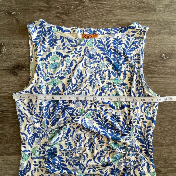 Tory Burch Blue and Cream Floral Midi Dress - Picture 3 of 5